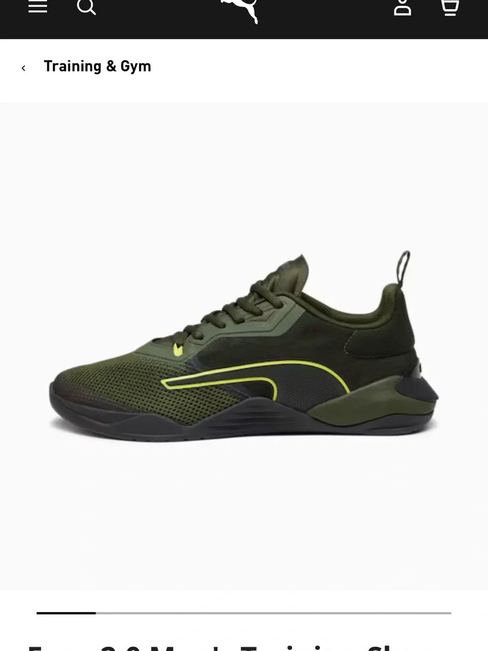 Puma Fuse 2.0 training shoes Olive Green Sneakers with Yellow Trim